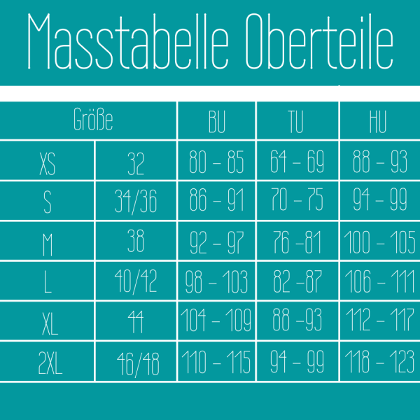 Masstabelle Oberteile